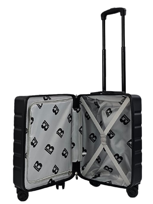 Black Hard Shell Classic 8 Wheel Cabin Luggage Case Travel Suitcases