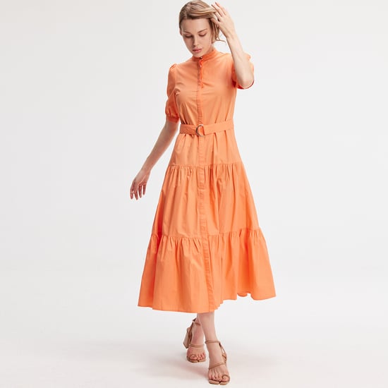 Cotton shirt dress with added belt