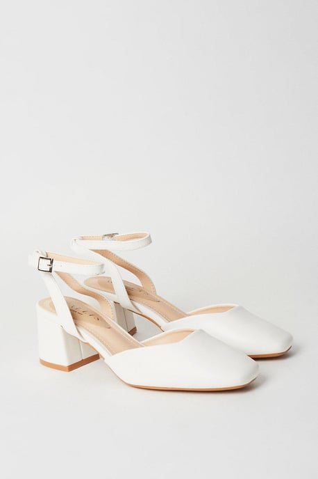 Delira Open Back Square Toe Medium Block Heel Court Shoes