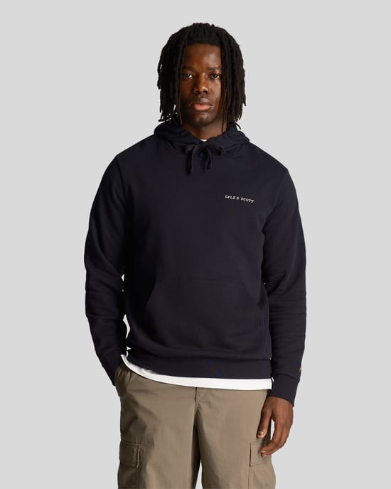 Lyle & Scott Heren Loopback Borduur Hoodie in Marineblauw - Image 5