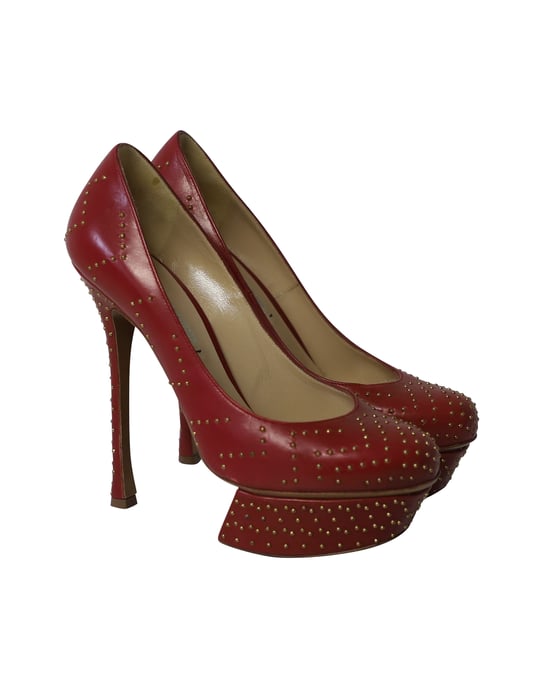 Nicholas Kirkwood Studded Platform High Heel Pumps in Red Leather - Image 3