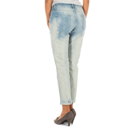 Long denim pants with straight hem cut 10DBF0231 woman