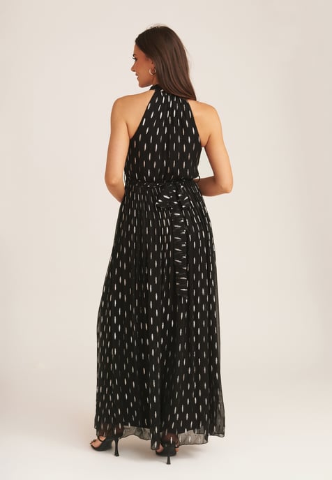 Jacquard Halter Neck Maxi Dress
