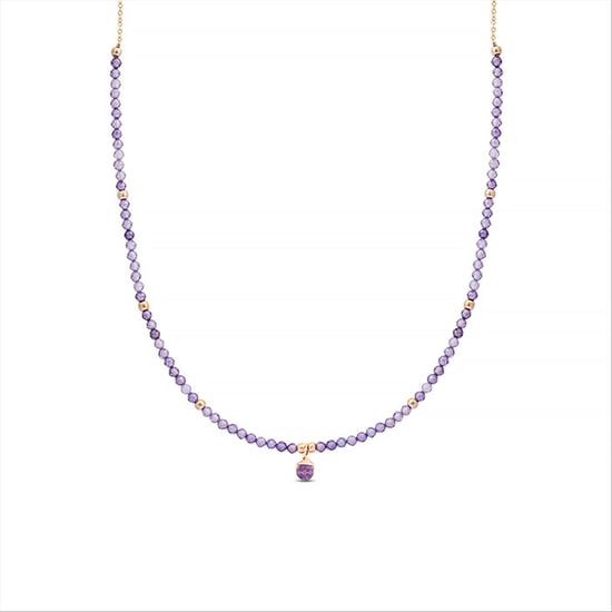 Luxenter athat necklace made of metal alloy and amethyst zirconia 18K gold plated finish