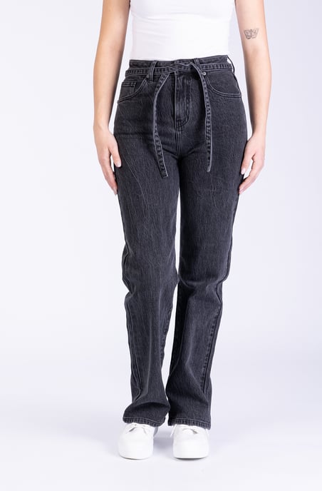 Liz Ladies Jeans Black Wide Leg