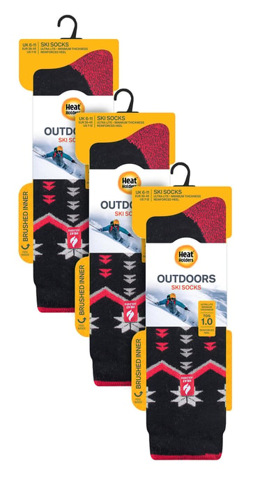 Heat Holders - 3 paar Ultra Lite skisokken voor heren - Zwarte Fairisle - Image 2