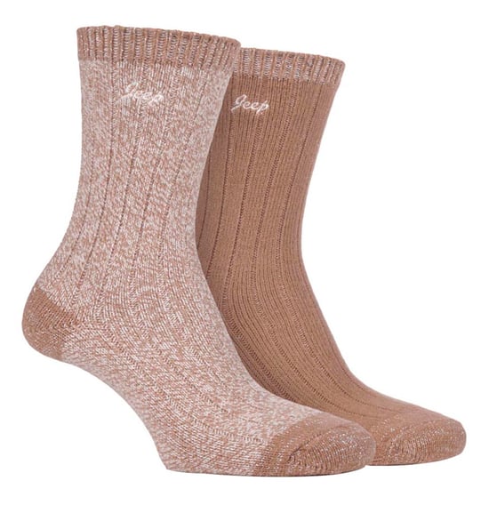 Jeep - Set van 2 superzachte sokken voor wandelschoenen voor dames - Tan / Cream - Image 1