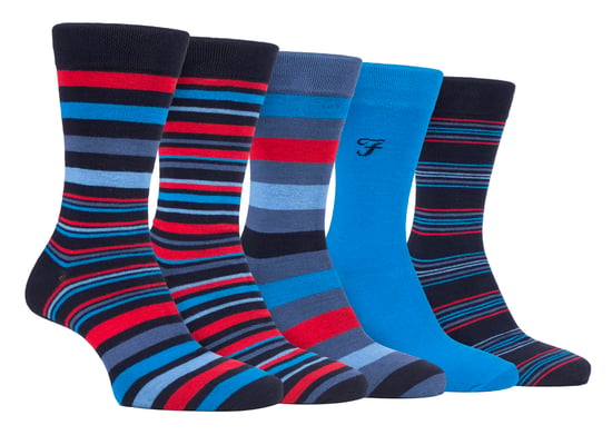 Farah - Mens 5 Pack Natural Organic Bamboo Bright Striped Patterned Socks - Image 1