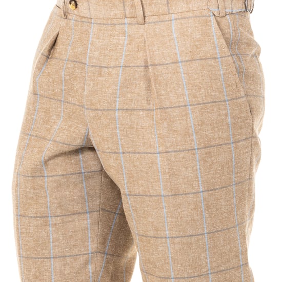 Men's long checkered trousers with hemmed bottoms JMTJ01