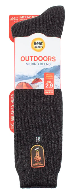 Heat Holders - Kniehoge herensokken van merinowol - Zwart - Image 2
