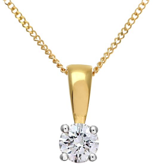 Diamanten solitaire hanger, 18kt geelgoud IJ/I ronde briljant gecertificeerde diamanten hanger, 0,25 ct diamantgewicht - Image 1