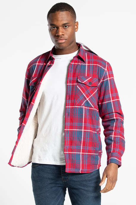 Cotton Long Sleeve Borg Lined Check Shirt