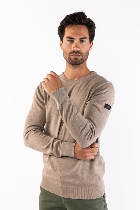 Presly & Sun Trui Will R-Neck Knitted Pullover Beige - Image 2