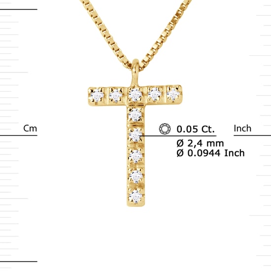 DIADEMA - Necklace with Diamonds - T - Yellow Gold