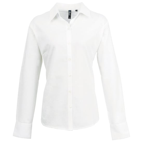 Premier Dames/Dames Signature Gepareld Oxford Overhemd met Lange Mouwen (Wit) - Image 1