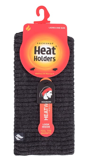 Dames fleece gevoerde thermo oorwarmer hoofdband - Geribbeld Donkergrijs - Image 2