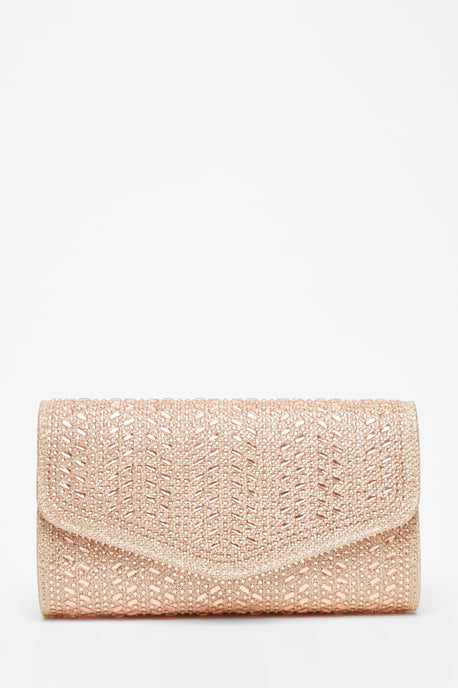 Rose Gold Diamante Clutch Bag - Image 2