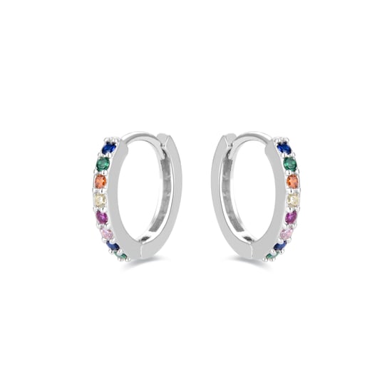 Luxenter hoepel oorbellen, 925 sterling zilver, valarys en veelkleurige zirkonia met gerhodineerde afwerking - Image 2