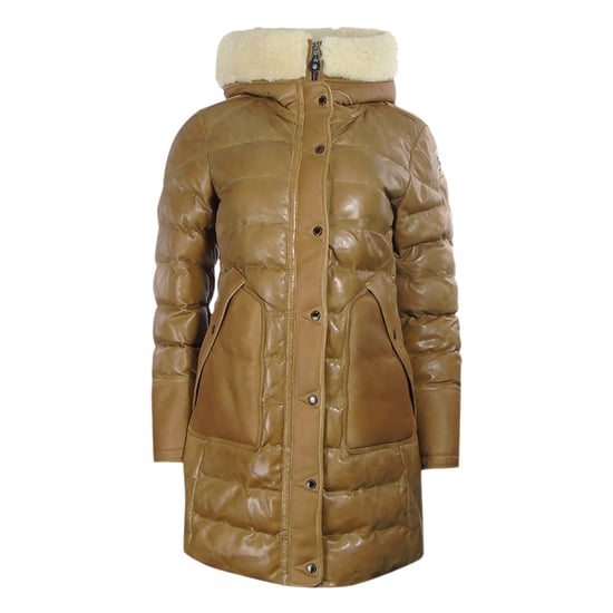 Parajumpers Demi Special Brown Long Leather Down Jacket