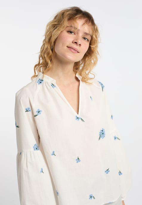 Dreimaster Tuniek Dames Wol Wit Blauw - Image 5