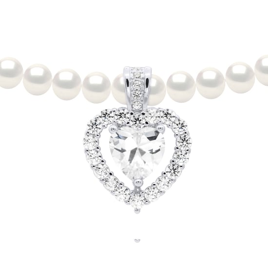 Necklace Row of Real Cultured Freshwater Pearls Semi Round 5-6 mm
