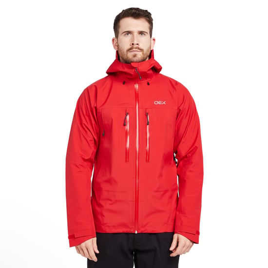 OEX Men's Tirran Waterproof Athletic Fit Jacket with Adjustable Hood, Hiking Raincoat