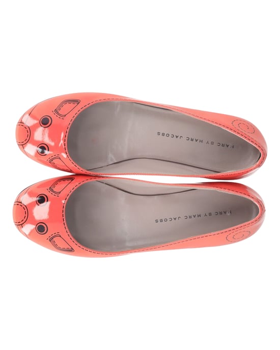 Marc Jacobs Muizenprint Ballerina's in Oranje Leren Lak - Image 5