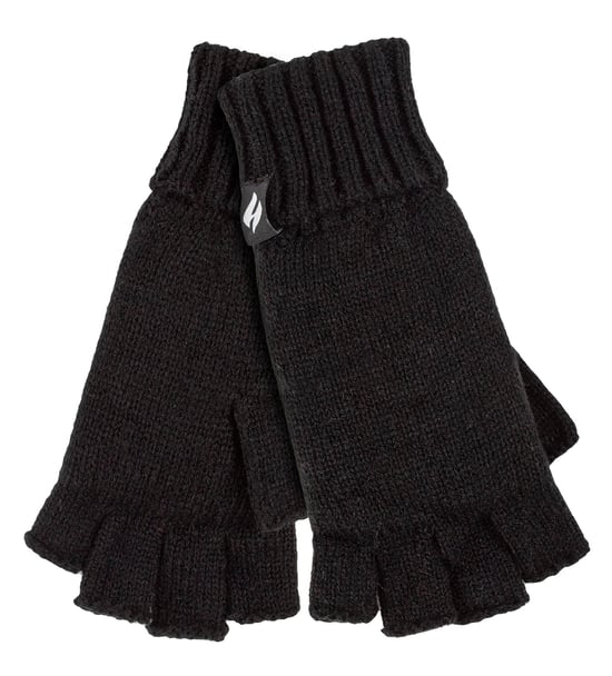 Heat Holders - Solide gebreide vingerloze dameshandschoenen - Zwart - Image 1