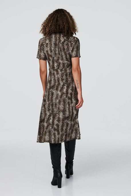 Animal Print 1/2 Button Front Dress