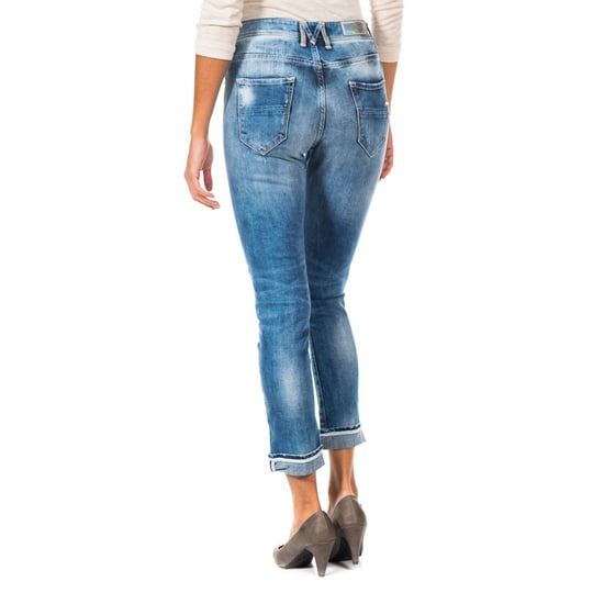 Lange denim broek met rechte zoom gesneden 10DBF0667 vrouw - Image 3