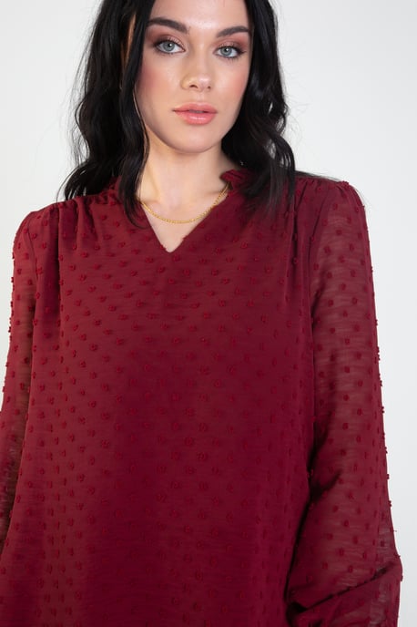 Dobby chiffon blouse met lange mouwen - Image 4