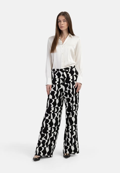 Dreimaster Stof broek Dames zwart wit - Image 2