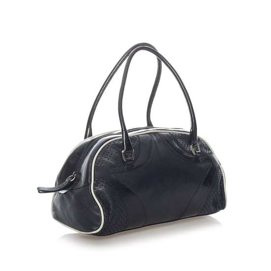 Vintage Prada Vitello Drive Leather Handbag Black
