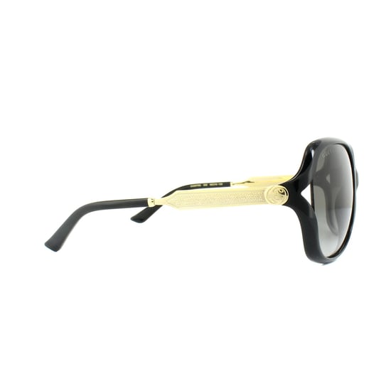 Gucci Zonnebril 0076S 002 Zwart Goud Grijsverloop - Image 4