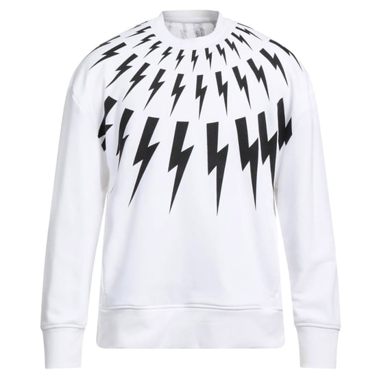 Neil Barrett Fair Isle Thunderbolt oversized wit sweatshirt - Image 1