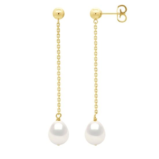 Earrings Real Cultured Freshwater Pearls Pear 7-8 mm
