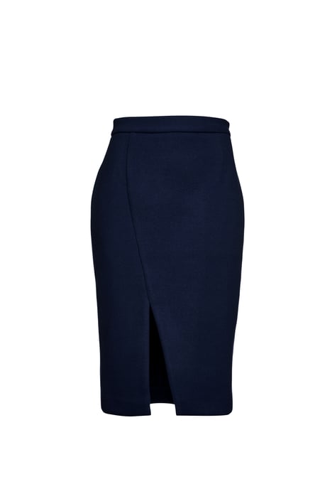 Navy Blue Faux Mouflon Pencil Skirt