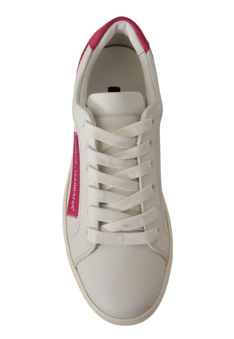 Dolce & Gabbana Women's White Pink Leather Low Top Sneakers  Shoes