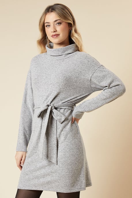 Brushed Roll Neck Mini Dress