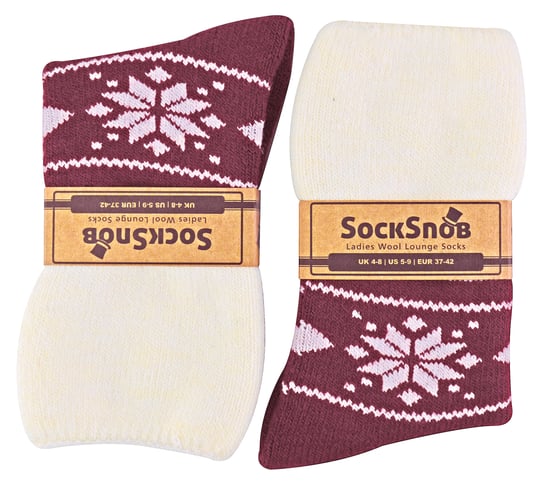 Wollen bedsokken voor dames met Fairisle-ontwerp - Rood - Image 2