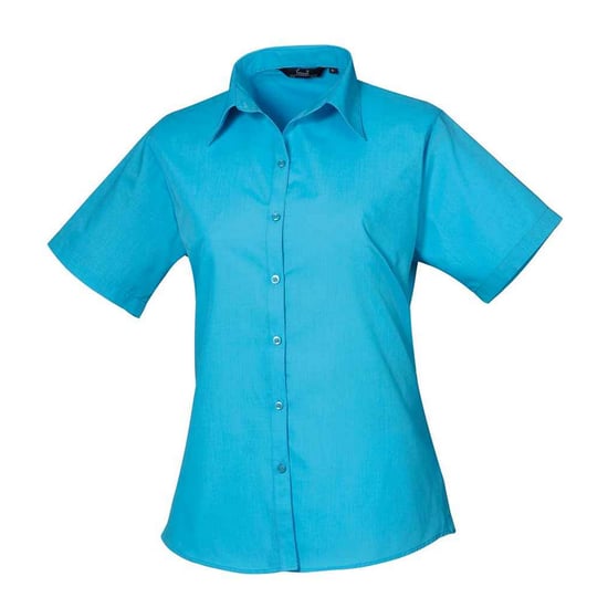 Premier Dames/Dames Popeline Blouse met Korte Mouwen (Turquoise) - Image 1