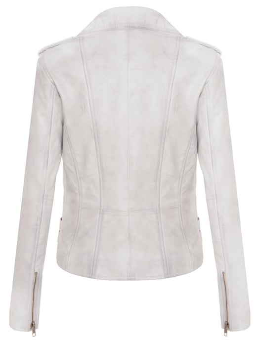 Ladies leather Brando biker jacket-Loddon