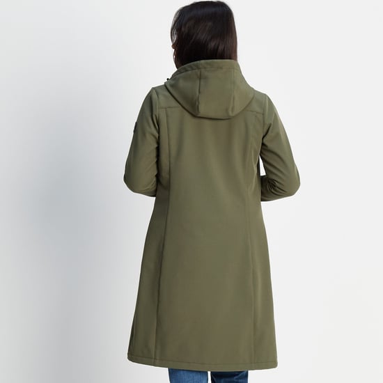Marina Womens Extra Long Softshell Jacket Khaki