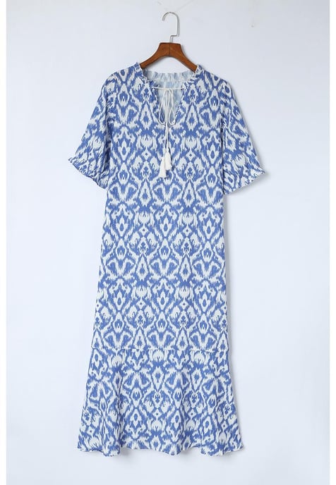 Vrouwen Geometrisch Patroon Maxi Jurk in Luchtblauw - Image 3