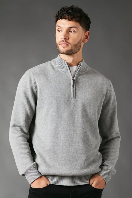 Premium Pure Cotton Half Zip Funnel Jumper