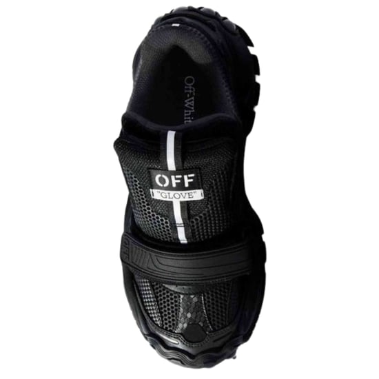 Gebroken witte handschoen slip zwarte sneakers - Image 4