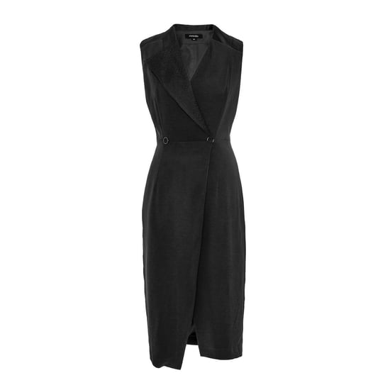 Tailor wrap effect dress with topstitched collar