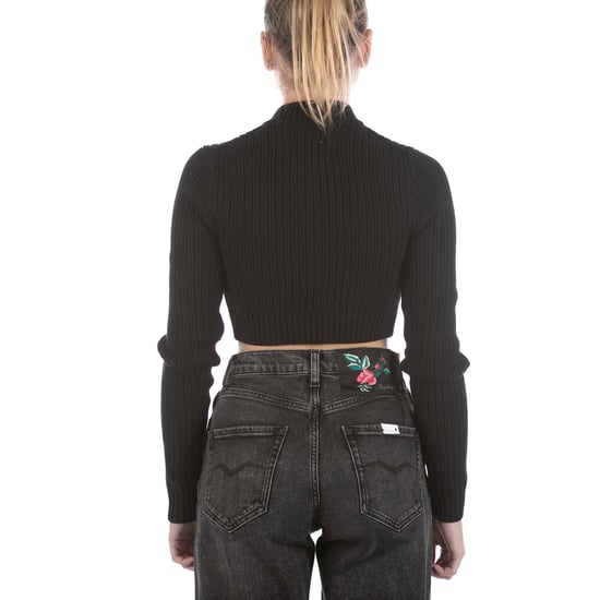 Calvin Klein Badge Cropped Zip Black Sweater