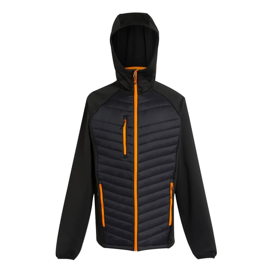 Regatta Mens Navigate Quilted Hybrid Jacket (Black/Orange Pop)