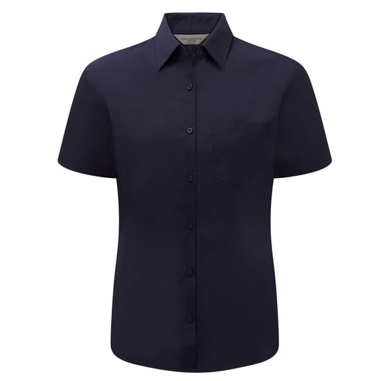 Russell Collection Dames/Dames Poplin Easy-Care Formeel Overhemd met Korte Mouwen (Franse marine) - Image 1